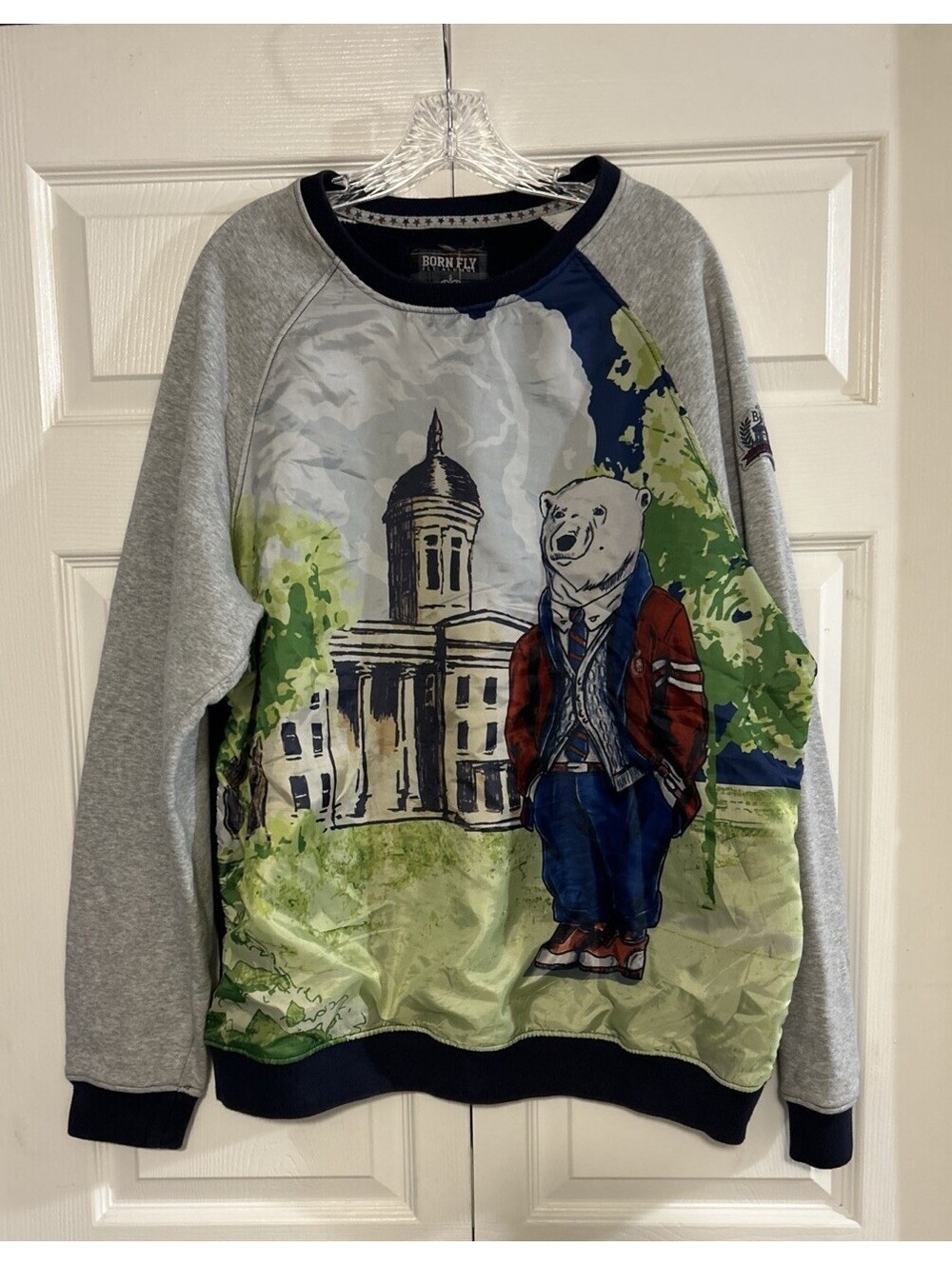 Vintage Born Fly Alumni Aop Crew Neck Sweatshirt Size 2XL Polar Bear